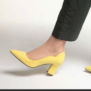 Yellow Suede Block Heel.